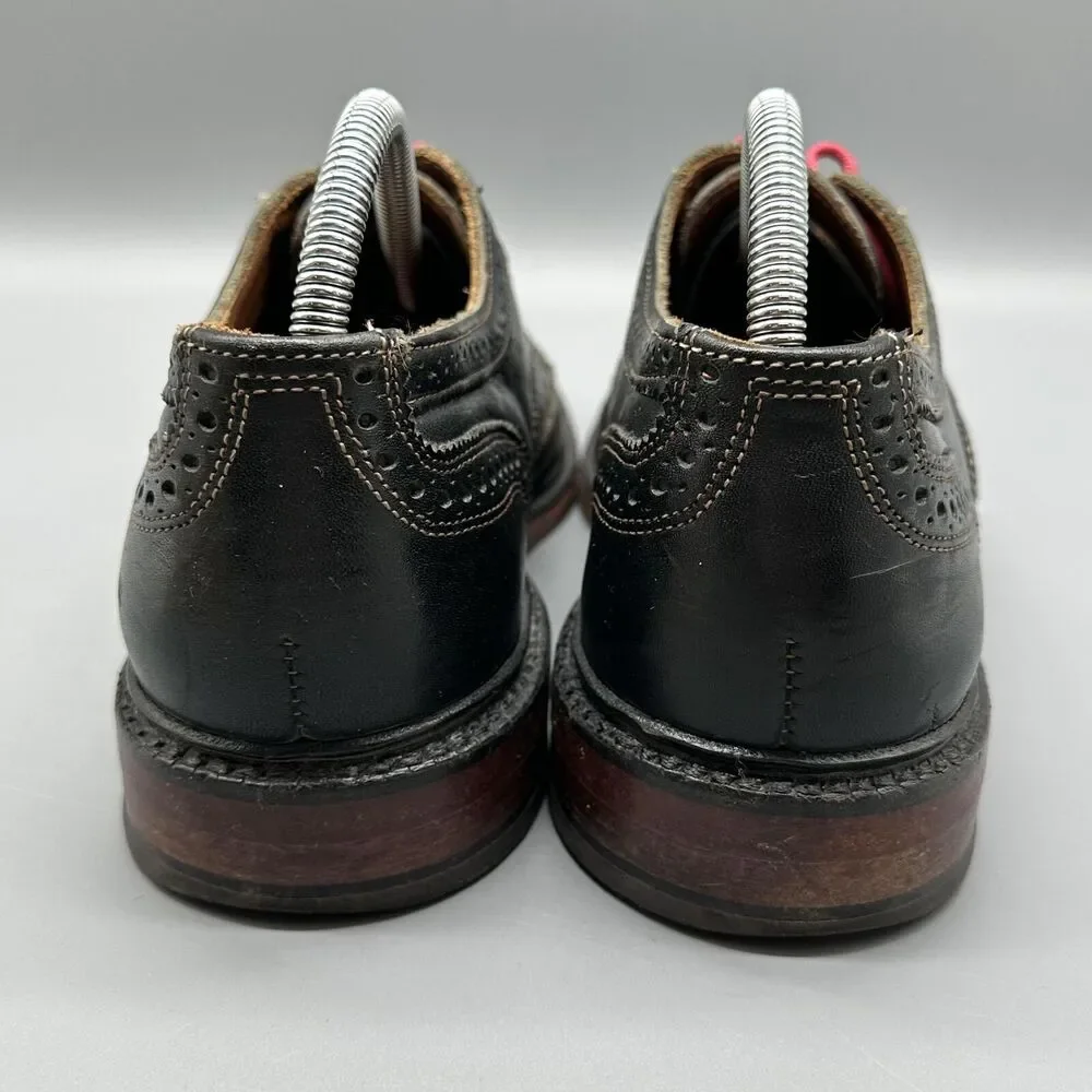 Allen Edmonds McTavish Men's Size 8 Oxford Wingtip Dress Shoes Black Red Laces